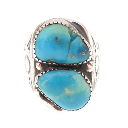 Tom David Navajo Old Pawn 925 Sterling Silver Vintage Turquoise Ring Size 12.5