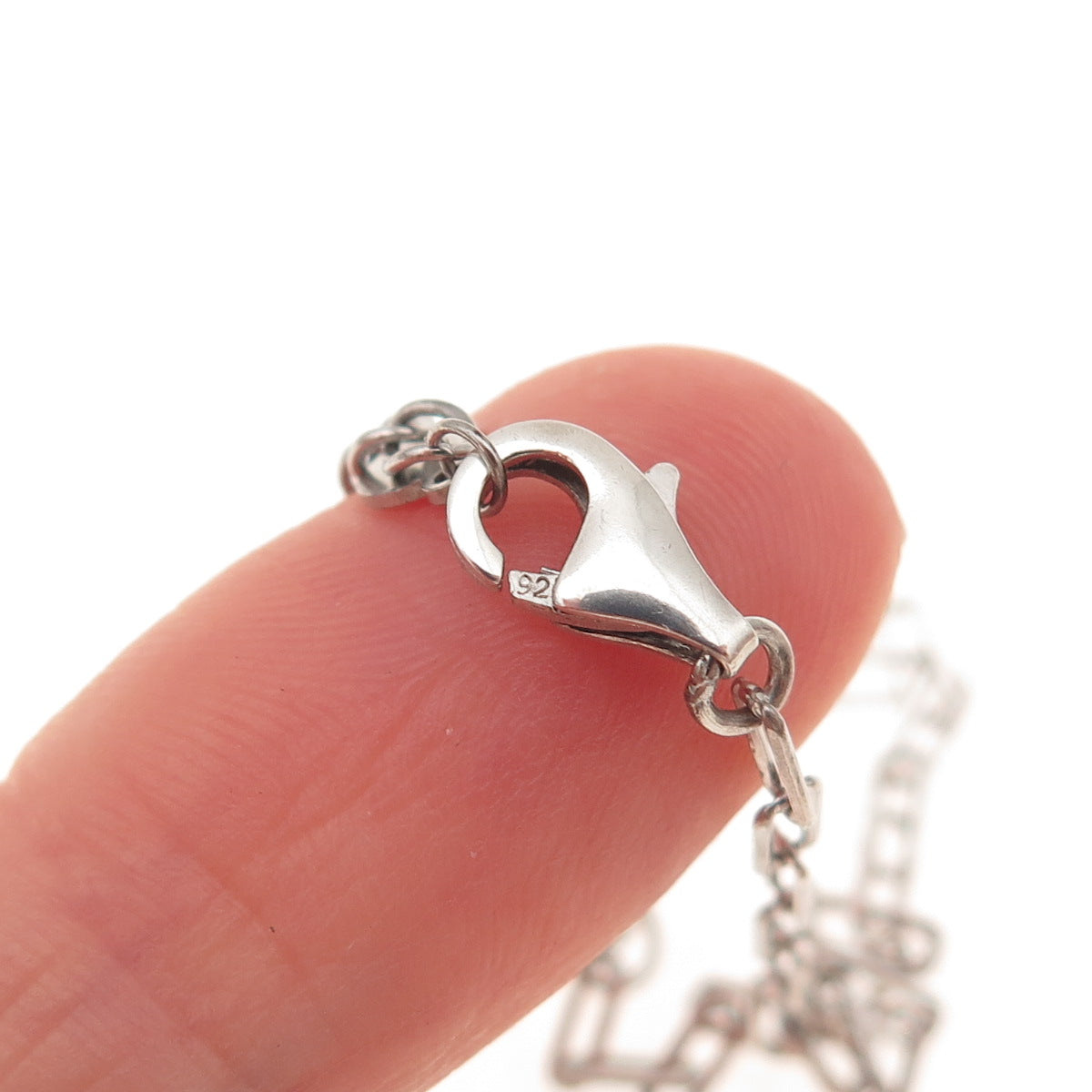 925 Sterling Silver Paperclip Chain Necklace 20-22"