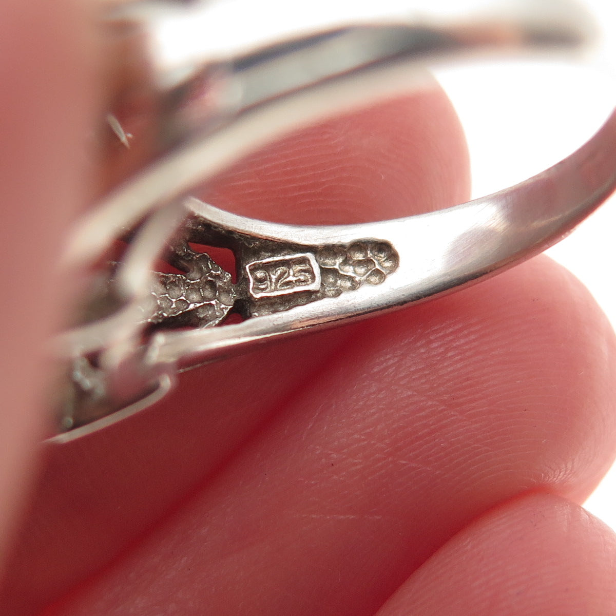 925 Sterling Silver Vintage Real Oval-Cut White Topaz Ring Size 6