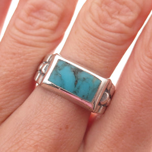 Old Pawn Sterling Silver Vintage Southwestern Turquoise Tribal Ring Size 8.75