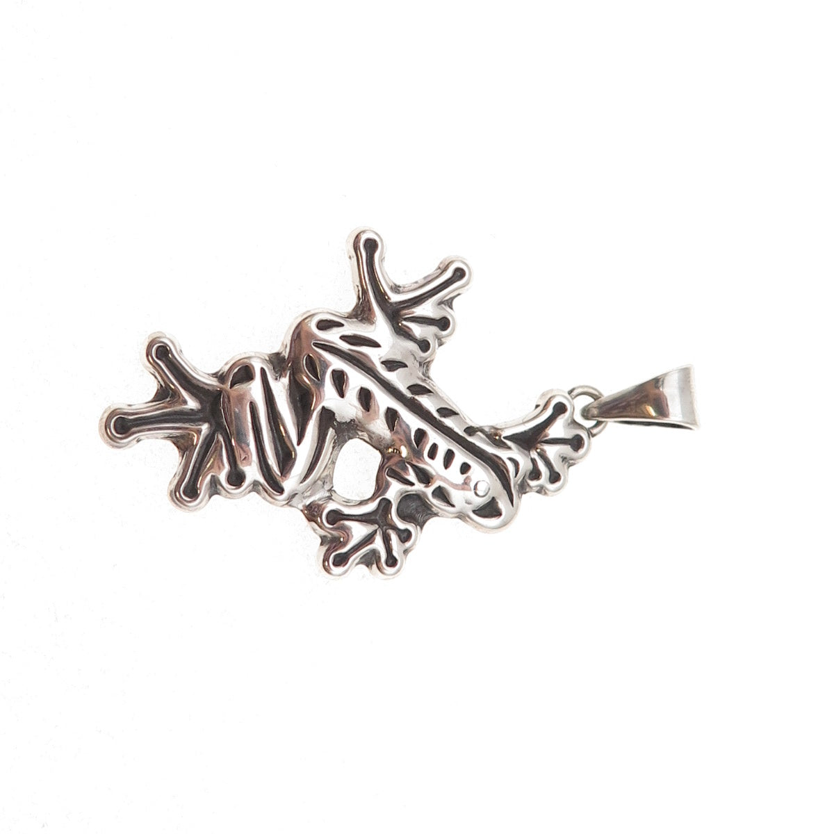 925 Sterling Silver Vintage Frog Good Luck Oxidized Charm Pendant