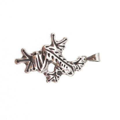 925 Sterling Silver Vintage Frog Good Luck Oxidized Charm Pendant