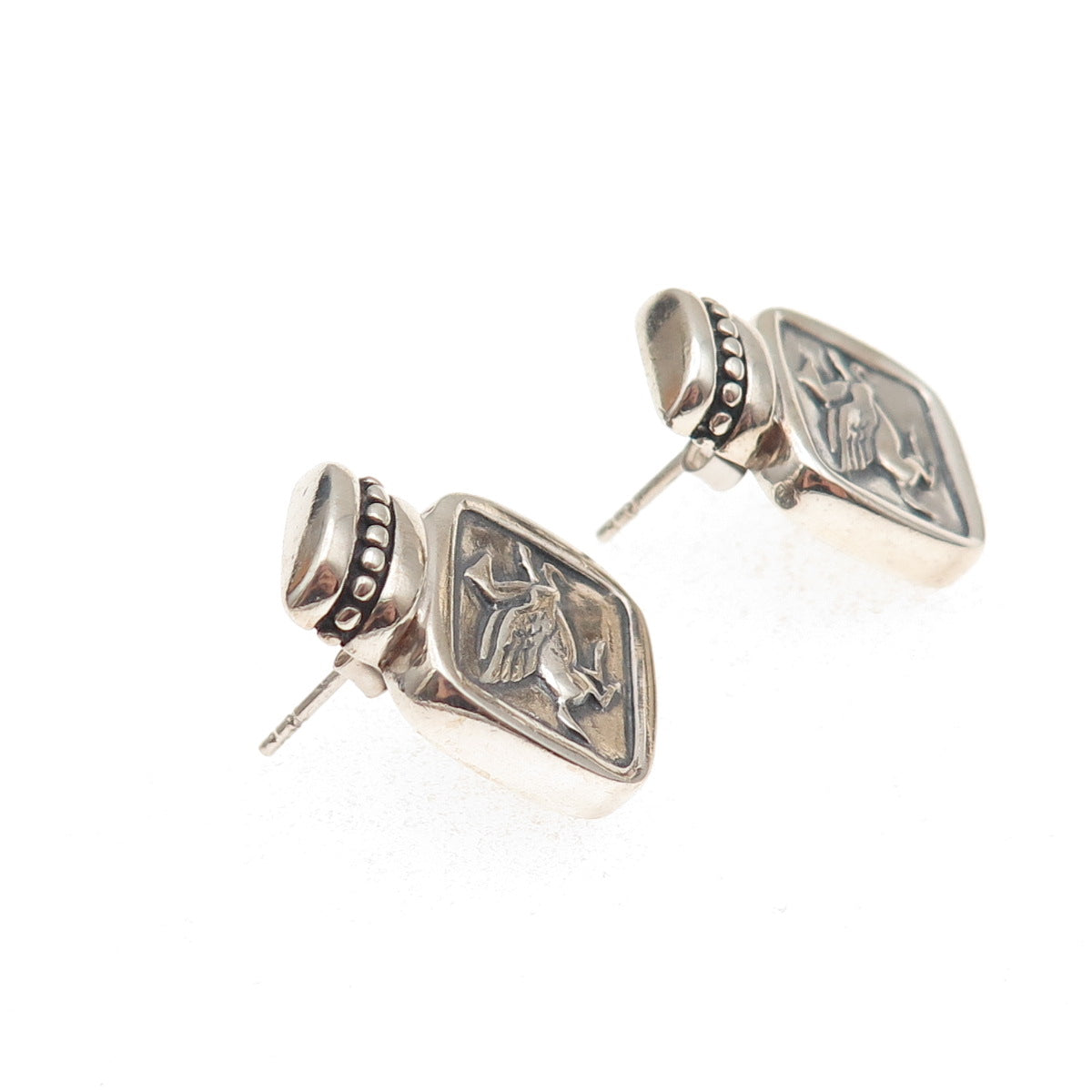 Ecclissi 925 Sterling Silver Vintage Pegasus Oxidized Earrings