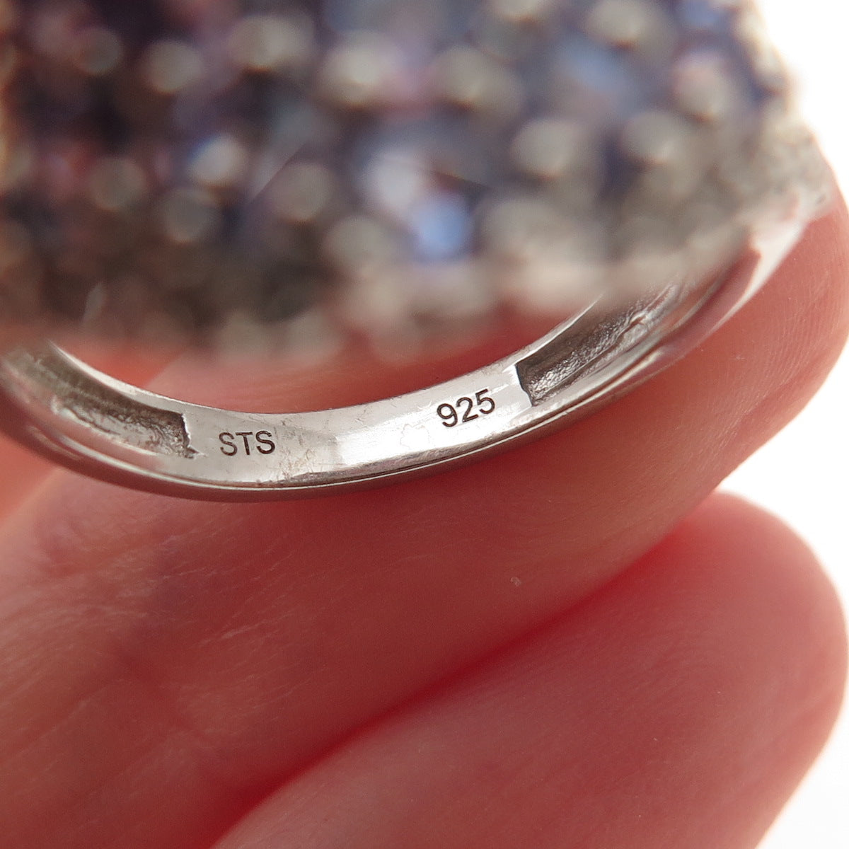 Chuck Clemency 925 Sterling Silver 2-Tone Real Tanzanite White Topaz Ring Size 8