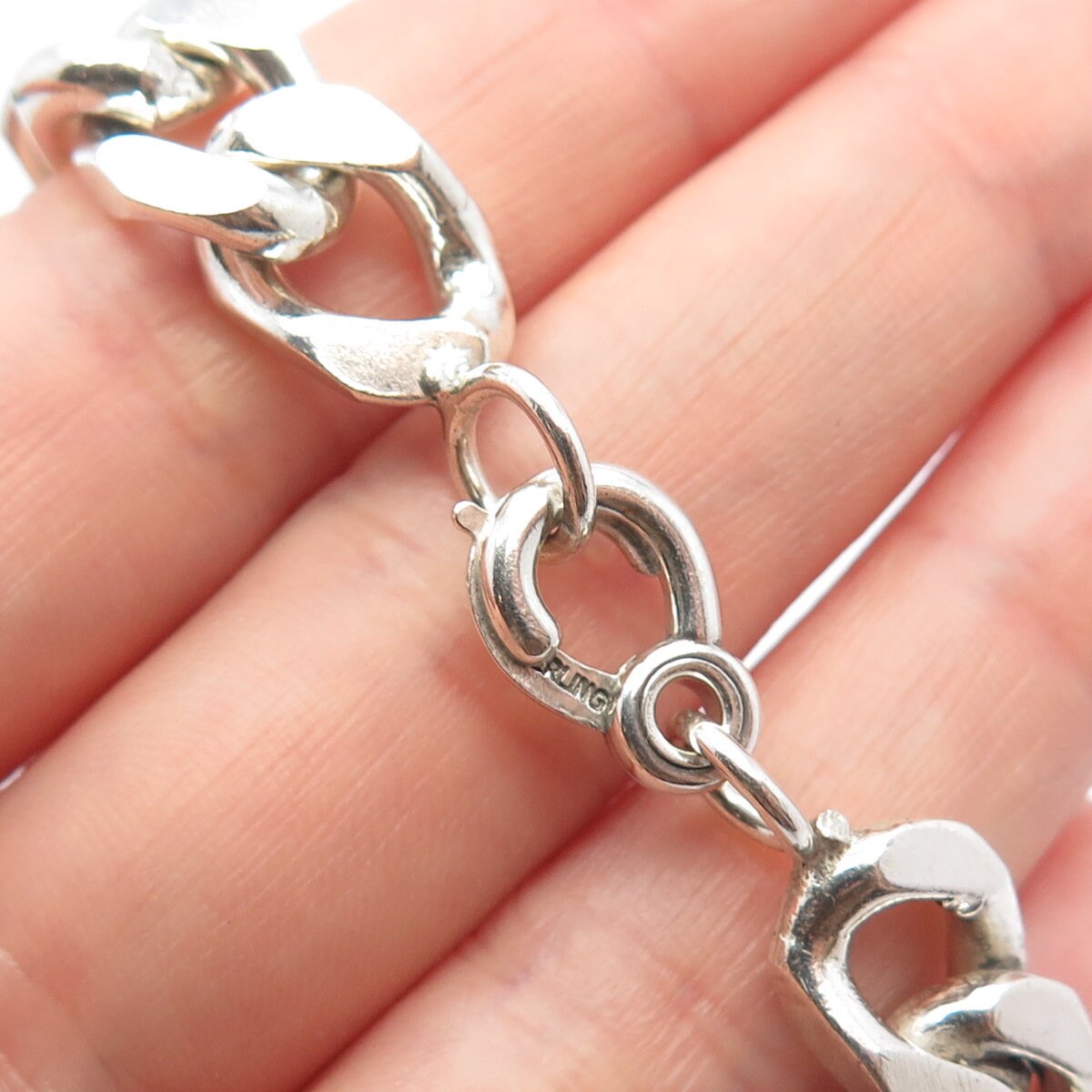 925 Sterling Silver Vintage Italy "Nick" Personalized Cuban Link Bracelet 8.75"