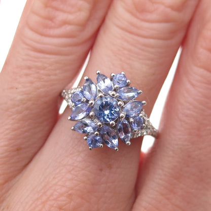 Chuck Clemency 925 Sterling Silver Real Diamond & Iolite Ring Size 6.75