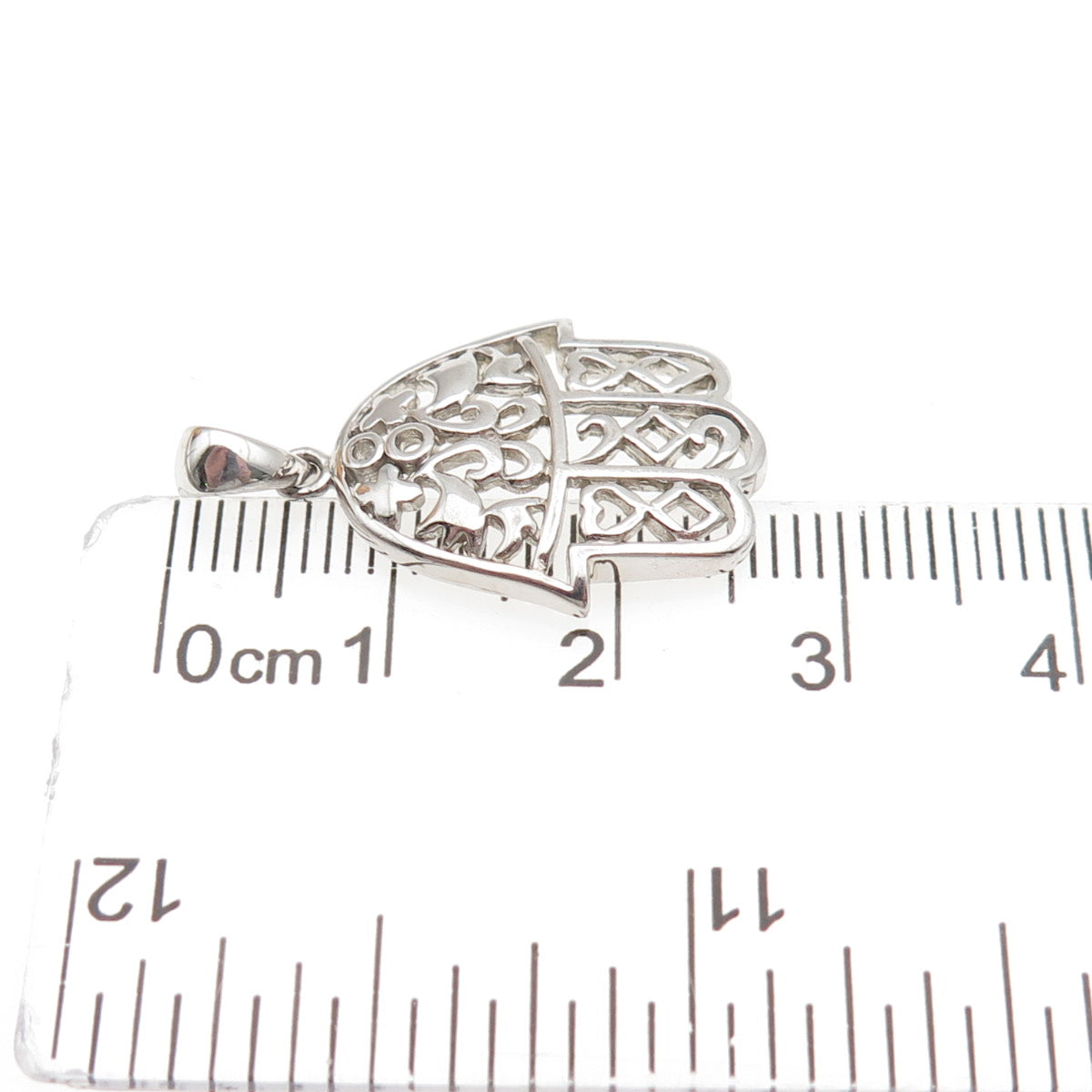 925 Sterling Silver Vintage Hamsa Amulet Charm Pendant
