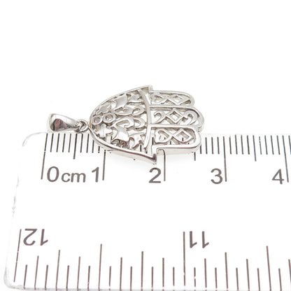 925 Sterling Silver Vintage Hamsa Amulet Charm Pendant