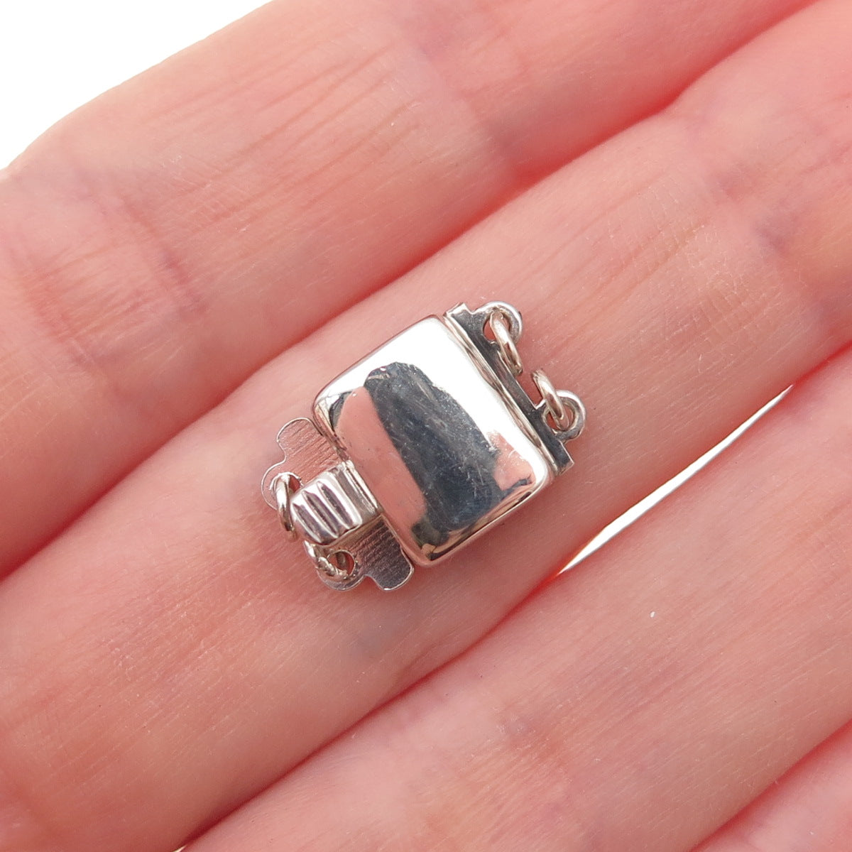 925 Sterling Silver Vintage Bracelet / Necklace Box Lock Clasp