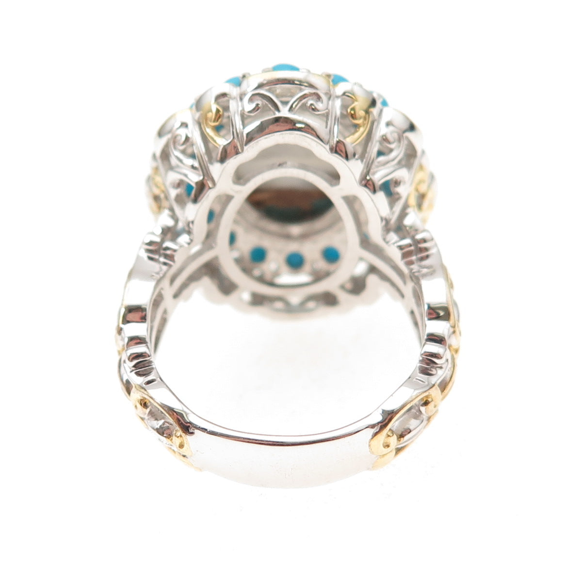 Michael Valitutti Gems En Vogue Sterling Turquoise & Spiny Oyster Ring Size 8.25