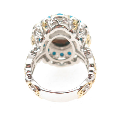 Michael Valitutti Gems En Vogue Sterling Turquoise & Spiny Oyster Ring Size 8.25