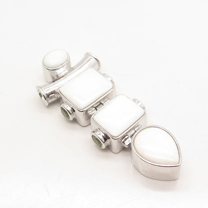 925 Sterling Silver Vintage Chapal-Zenray White Onyx & Peridot Gem Slide Pendant