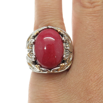 MICHAEL VALITUTTI 925 Sterling 2-Tone Red Jade White Topaz Gem Ring Size 6