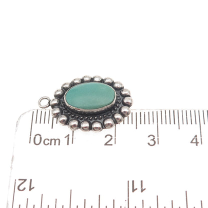 Old Pawn Sterling Silver Vintage Turquoise Floral Beaded Tribal Charm Pendant