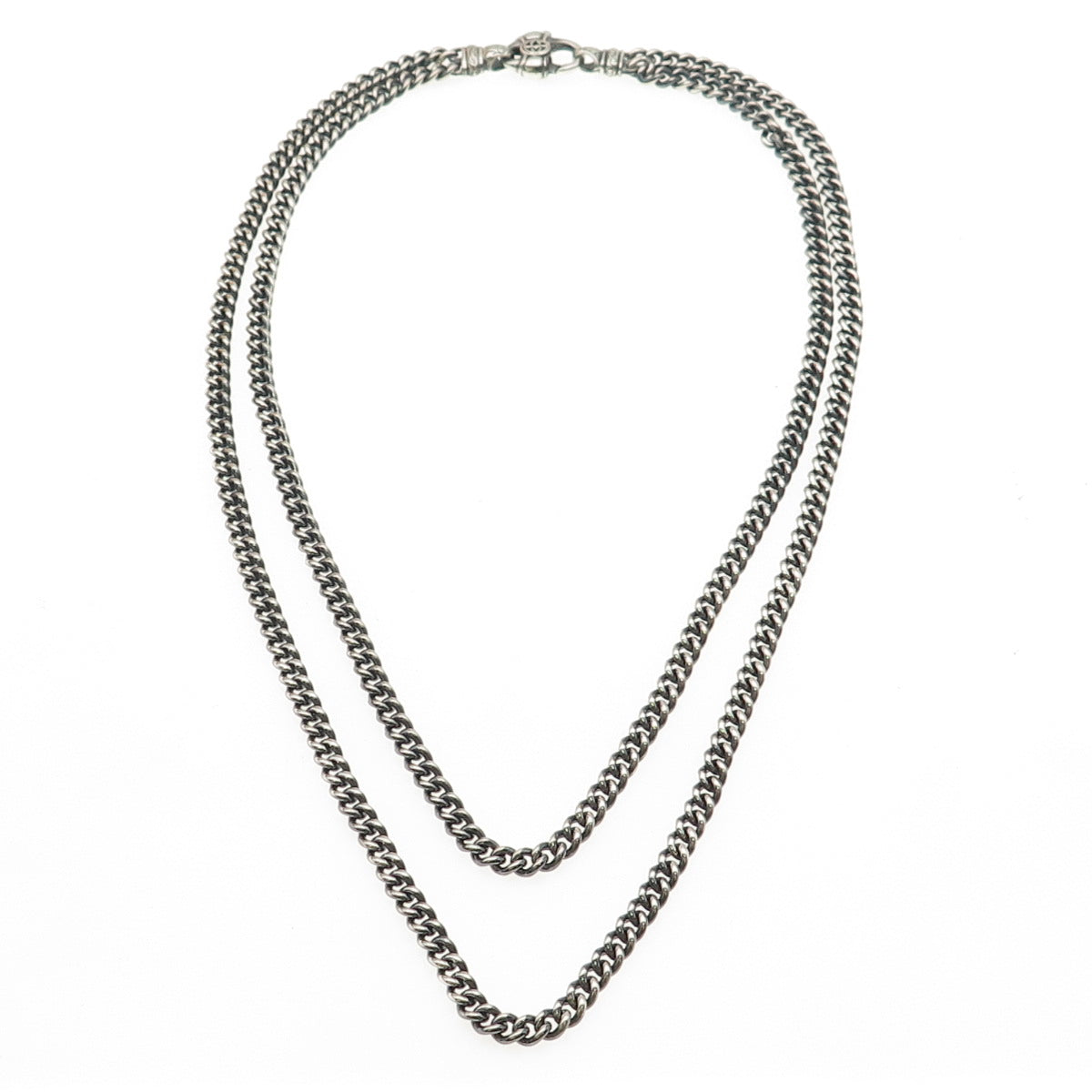 Scott Kay 925 Sterling Silver Vintage Cuban Double Chain Necklace 20"