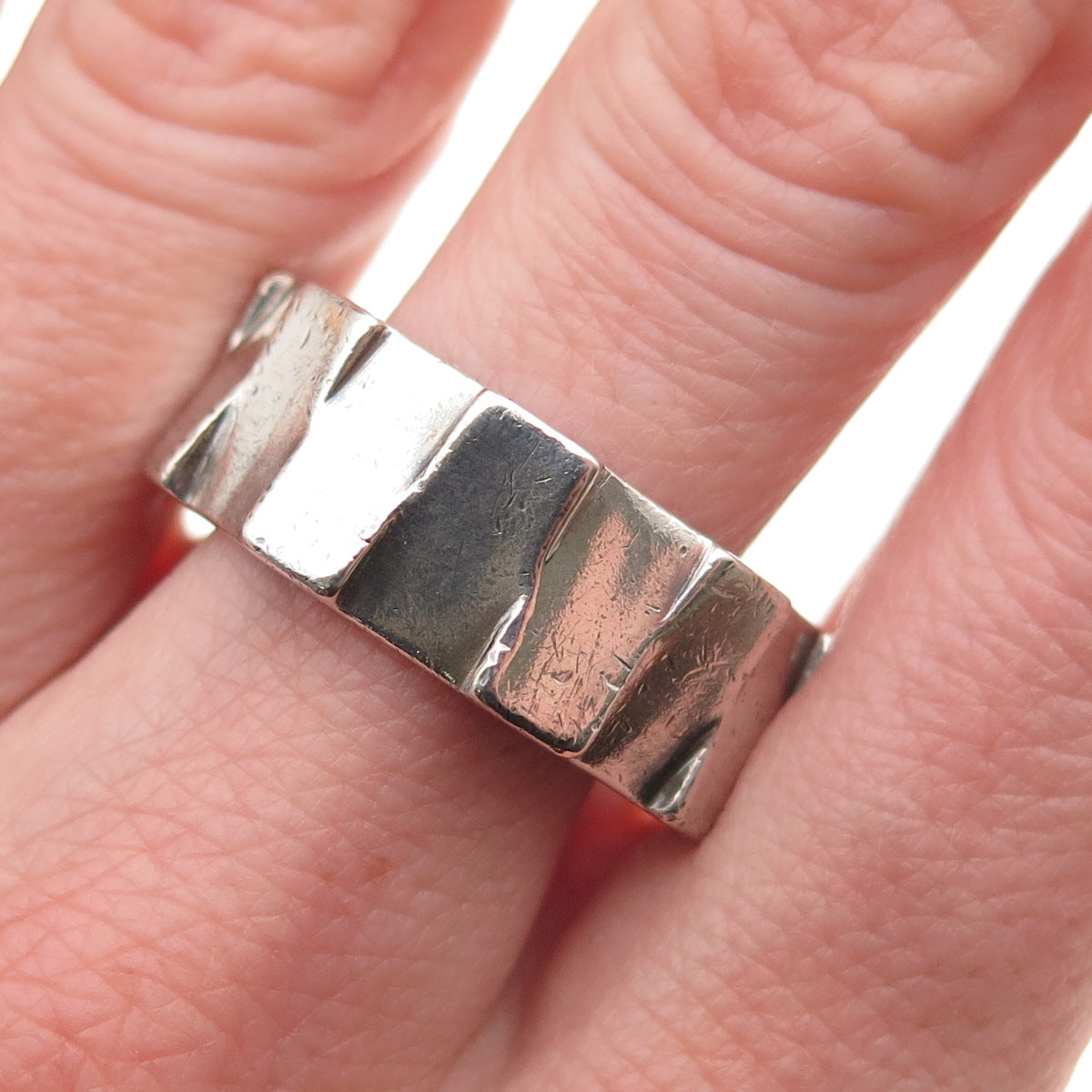925 Sterling Silver Vintage Italy Modernist Oxidized Band Ring Size 11
