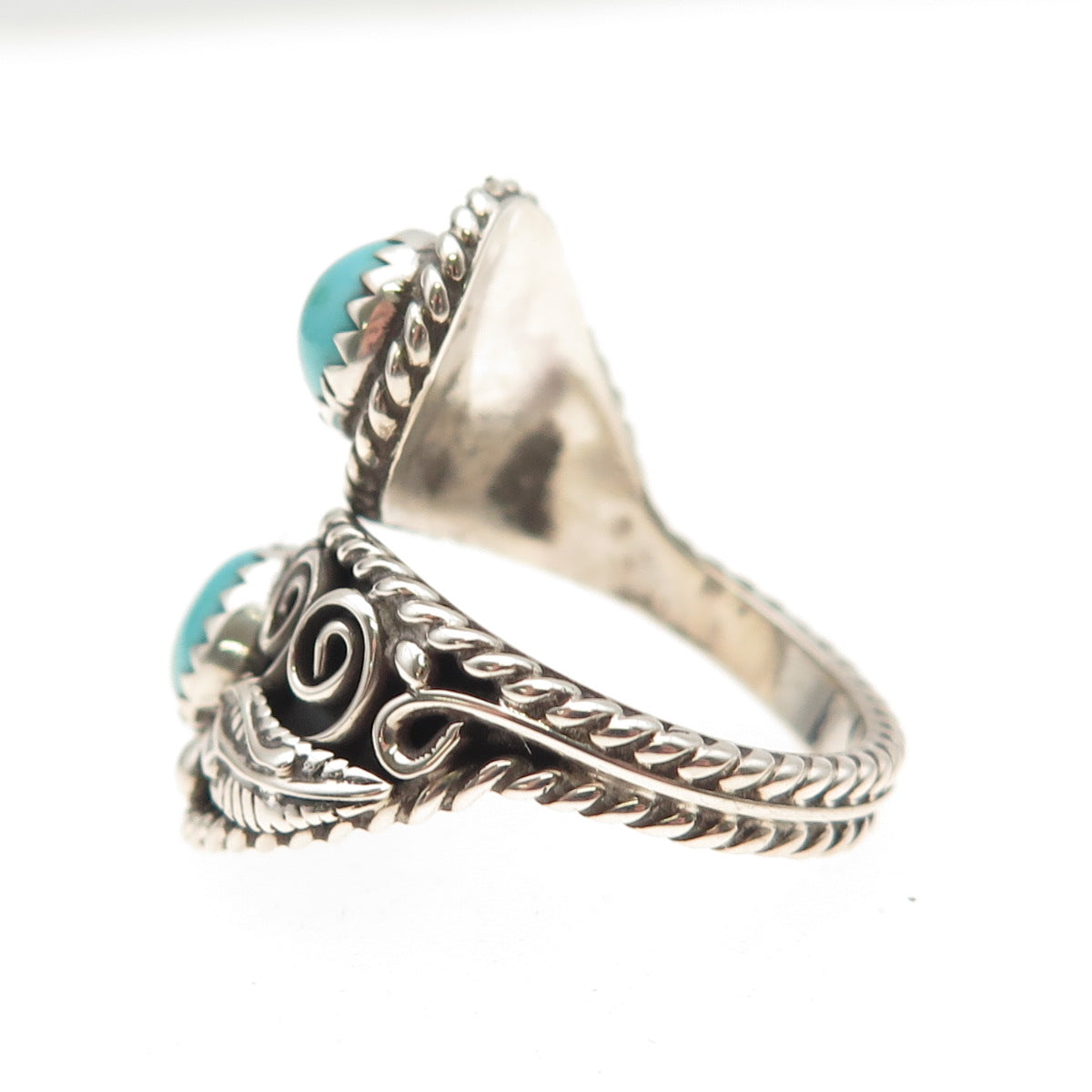 Sarah Curley Navajo Old Pawn Sterling Vintage Turquoise Adjustable Ring Size 8.5