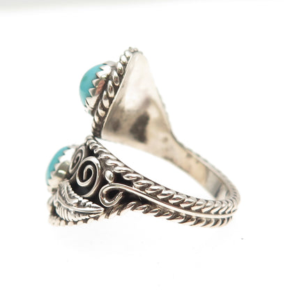 Sarah Curley Navajo Old Pawn Sterling Vintage Turquoise Adjustable Ring Size 8.5