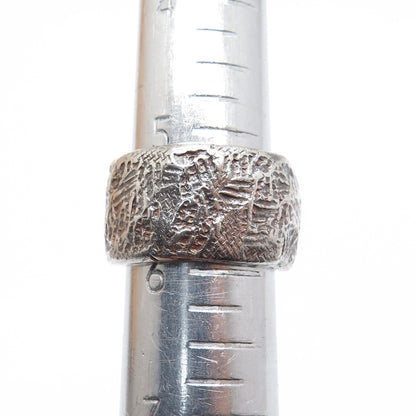 BRIM BITER 925 Sterling Silver Vintage Modernist Oxidized Band Ring Size 6