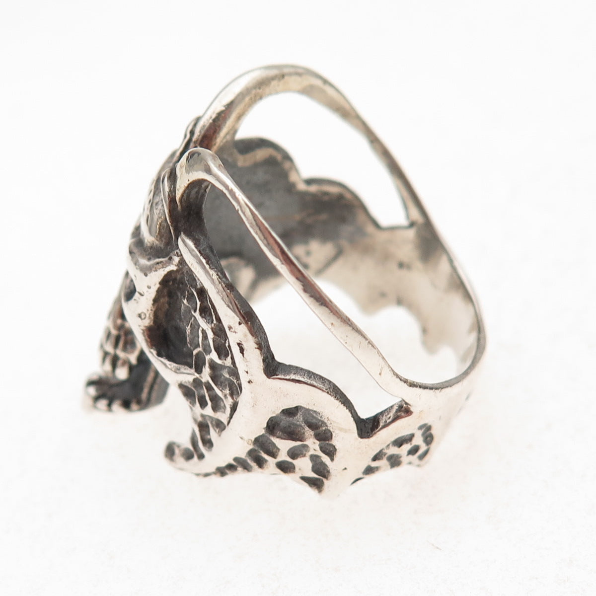 925 Sterling Silver Vintage Demon Skull Oxidized Ring Size 11