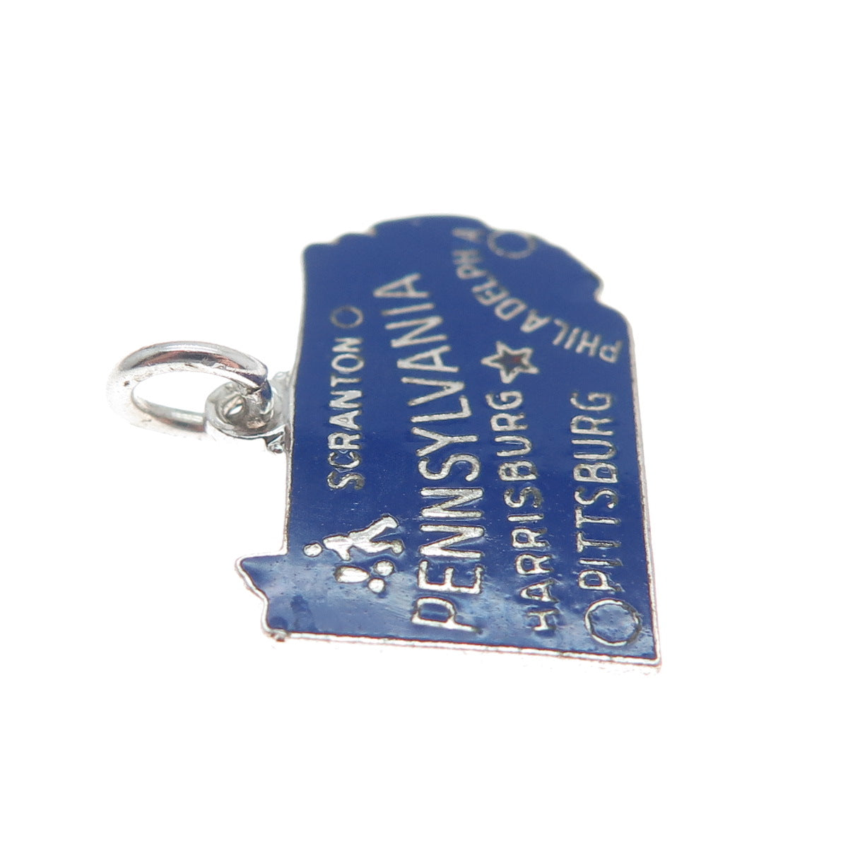 DANECRAFT Sterling Silver Vintage Enamel Pennsylvania Minimalist Charm Pendant