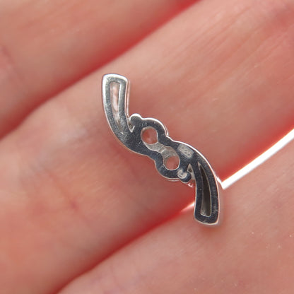 925 Sterling Silver Round-Cut C Z Wavy Minimalist Charm Slide Pendant