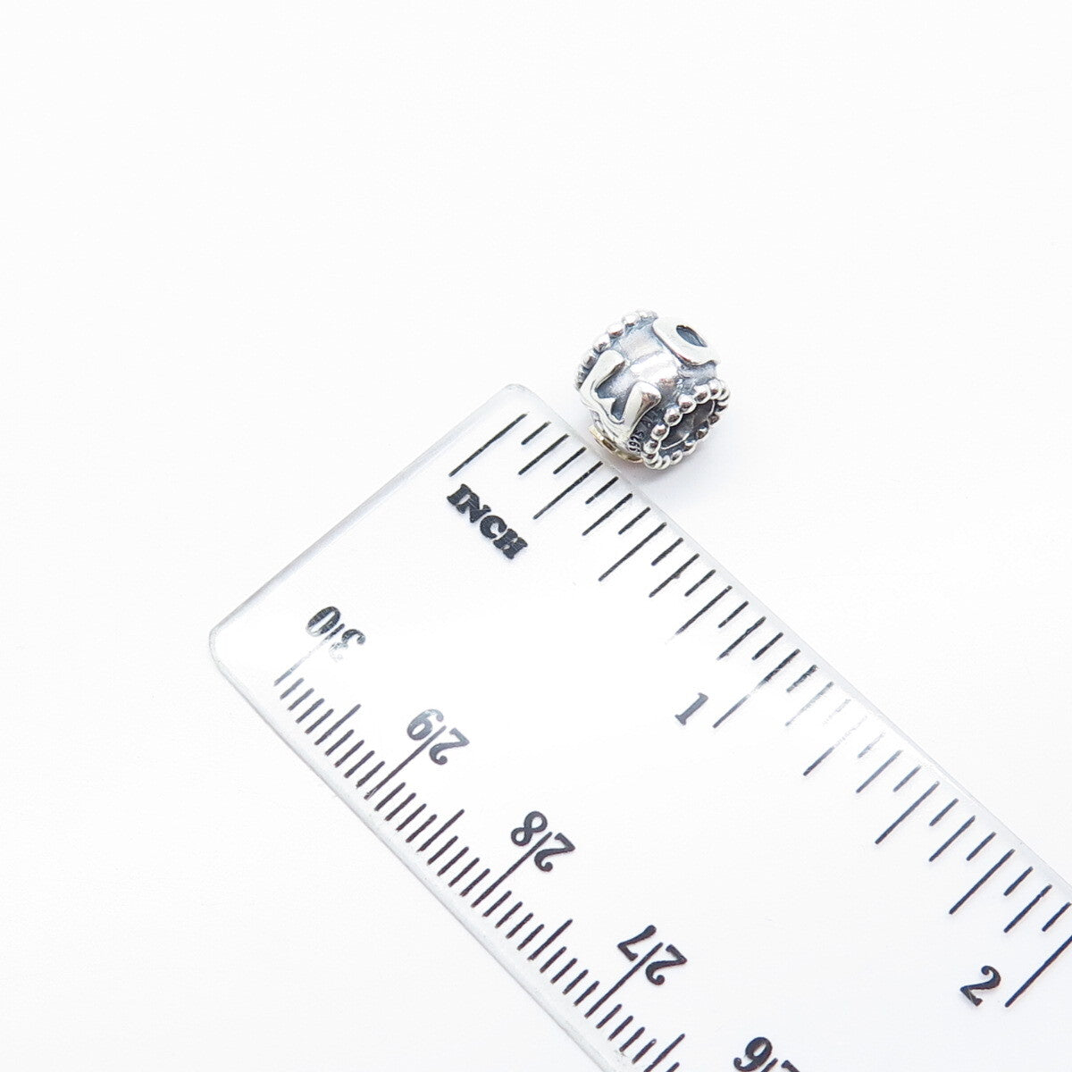 925 Sterling Silver / Gold Pandora Pink C Z "MOM" Bead Charm