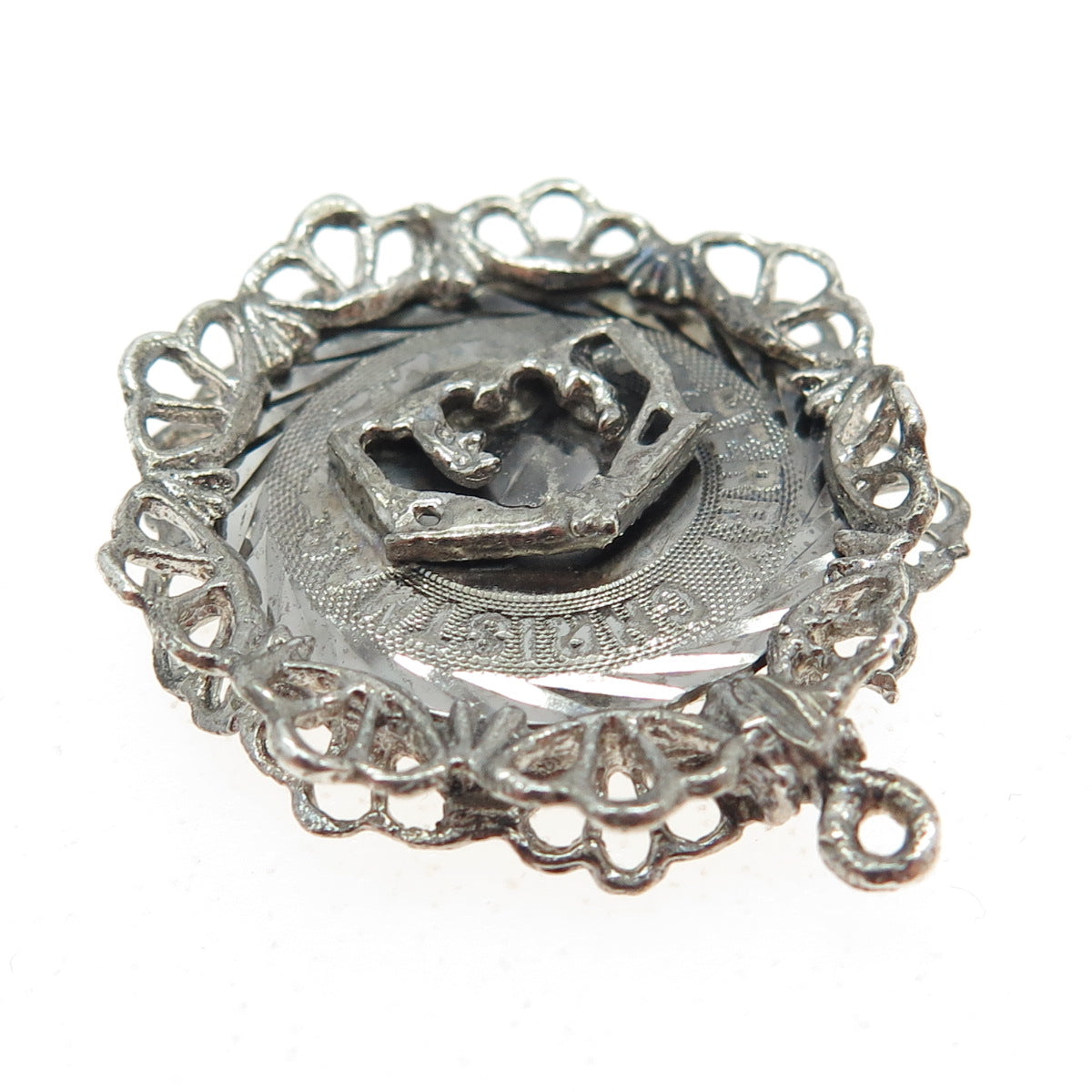 925 Sterling Silver Vintage Nativity Scene Merry Christmas Religious Pendant