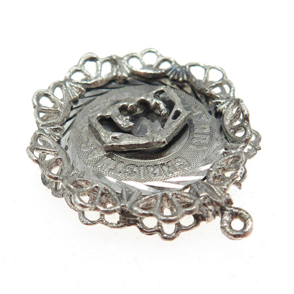 925 Sterling Silver Vintage Nativity Scene Merry Christmas Religious Pendant