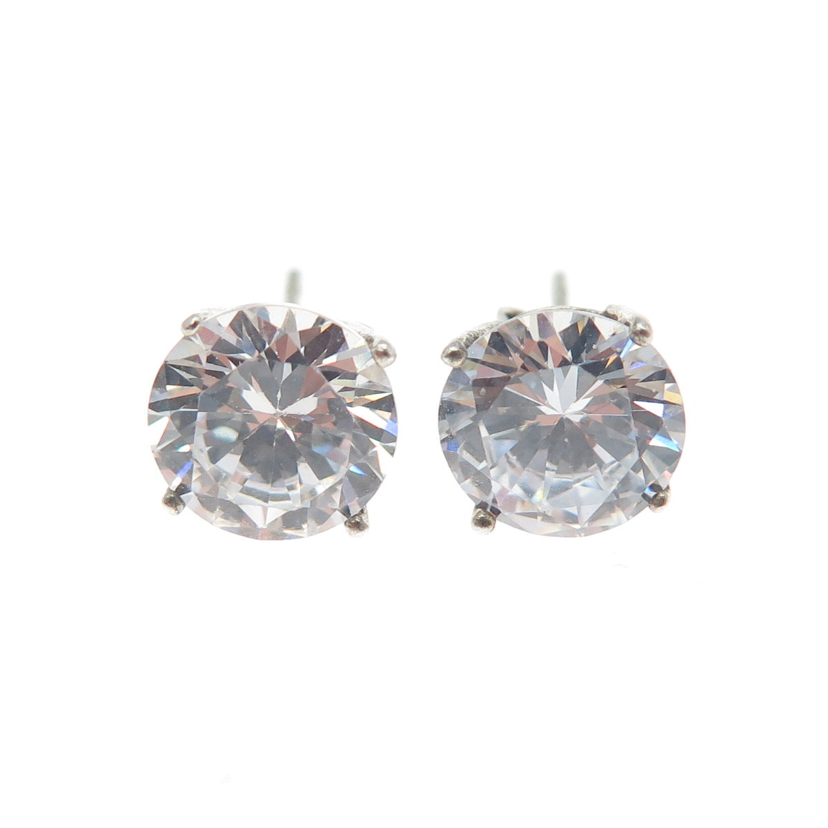 925 Sterling Silver Round-Cut C Z Stud Earrings