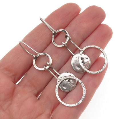 Silpada 925 Sterling Silver Vintage Hammered Disc Oxidized Dangle Earrings