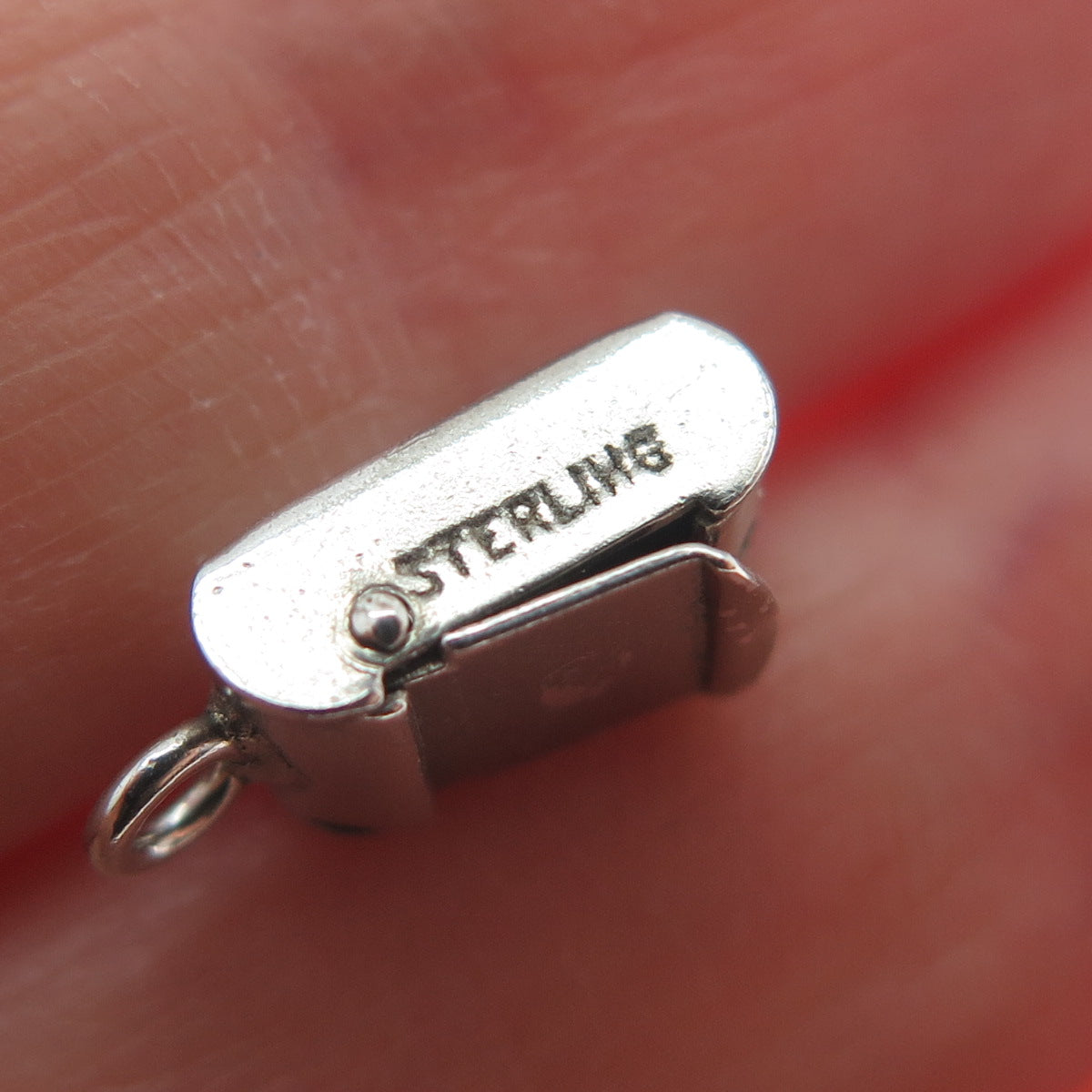 925 Sterling Silver Antique Art Deco Mail Box Minimalist 3D Charm Pendant