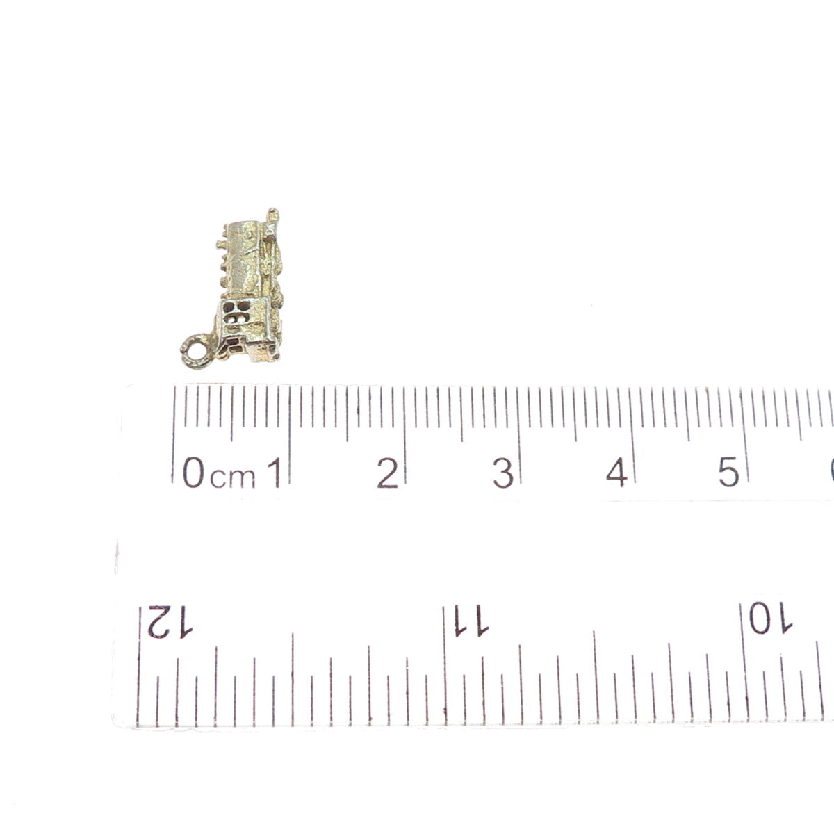 925 Sterling Silver Gold Plated Vintage Train Minimalist 3D Charm Pendant