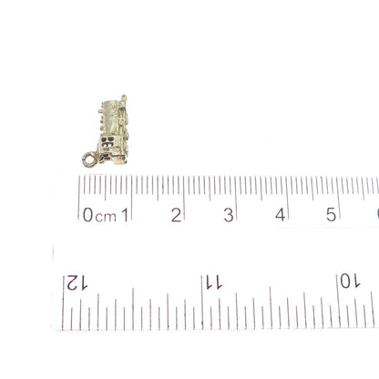 925 Sterling Silver Gold Plated Vintage Train Minimalist 3D Charm Pendant