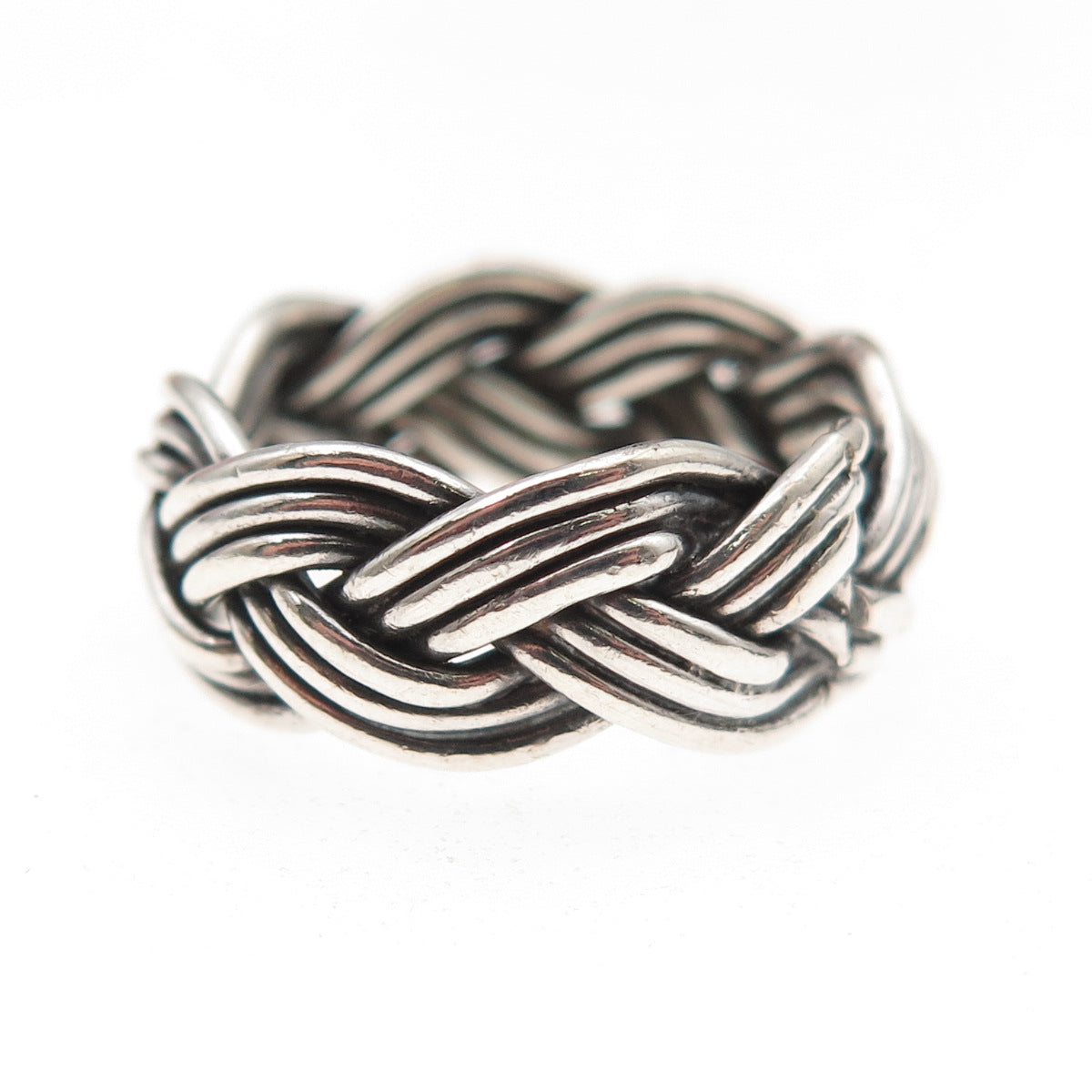 925 Sterling Silver Vintage Mexico Braided Oxidized Band Ring Size 6
