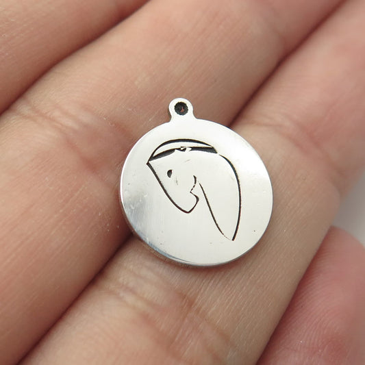 925 Sterling Silver USA Two In Town Horse Charm Pendant