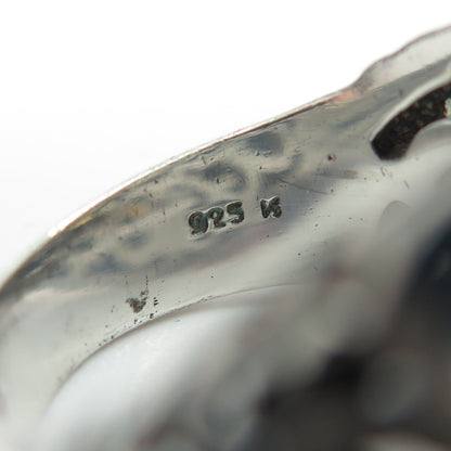 925 Sterling Silver Vintage Amethyst Citrine Peridot Topaz Gem Ring Size 7.25