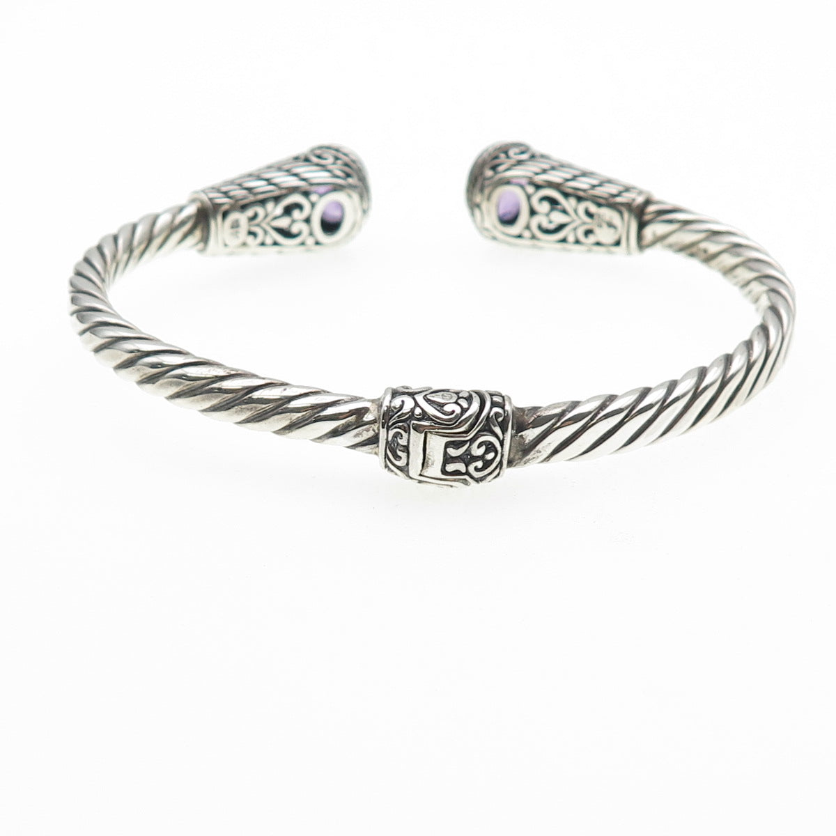 Samuel Benham Sterling 18K Gold Vintage Real Amethyst Adjustable Bracelet 6.5"