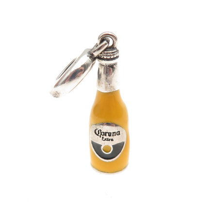 925 Sterling Silver Enamel Corona Extra Beer Dangle Slide Charm
