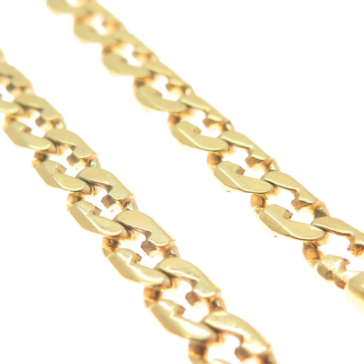 925 Sterling Silver Gold Plated Vintage Mariner Curb Link Bracelet 8.25"