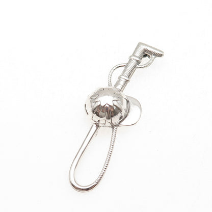 925 Sterling Silver Vintage Jockey Cap & Horse Riding Crop Pin Brooch
