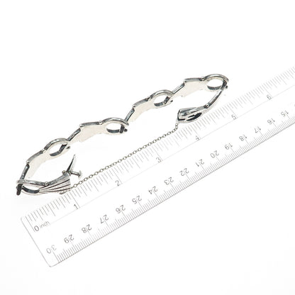 925 Sterling Silver Vintage Mexico Modernist Oxidized Bracelet 7.5"