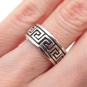 Chapal Zenray Sterling Silver Vintage Greek Maze Oxidized Band Ring Size 5.75