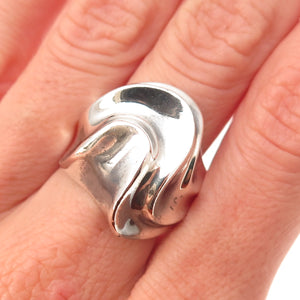 925 Sterling Silver Vintage Mexico Modernist Oxidized Ring Size 8.25
