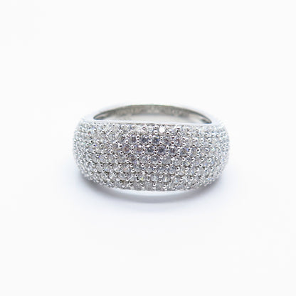 925 Sterling Silver C Z Wide Domed Ring Size 6.25