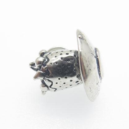 925 Sterling Silver Vintage Coffee Cup Oxidized Minimalist 3D Charm Pendant