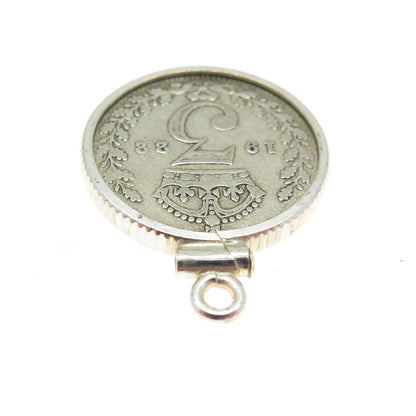 925 Sterling Silver Antique 1922 "3 Pence King George V" Coin Pendant