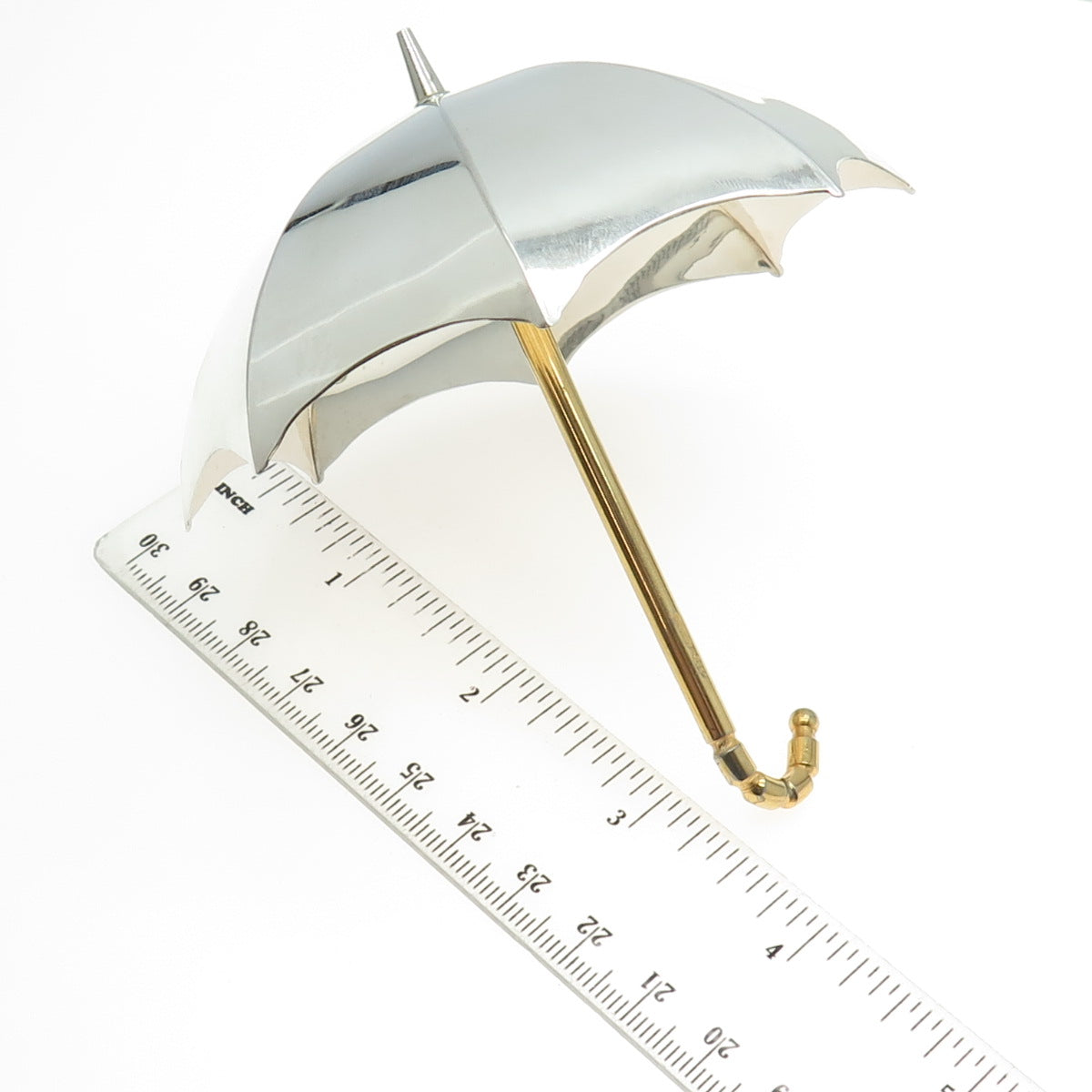 800 Silver 2-Tone Vintage Italy Umbrella Miniature