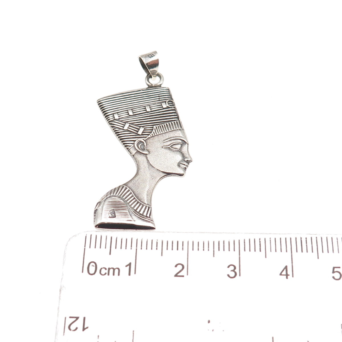 800 Silver Vintage Egyptian Queen Nefertiti Oxidized Charm Pendant