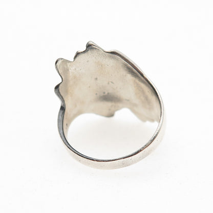 925 Sterling Silver Vintage Modernist Ribbed Oxidized Ring Size 6